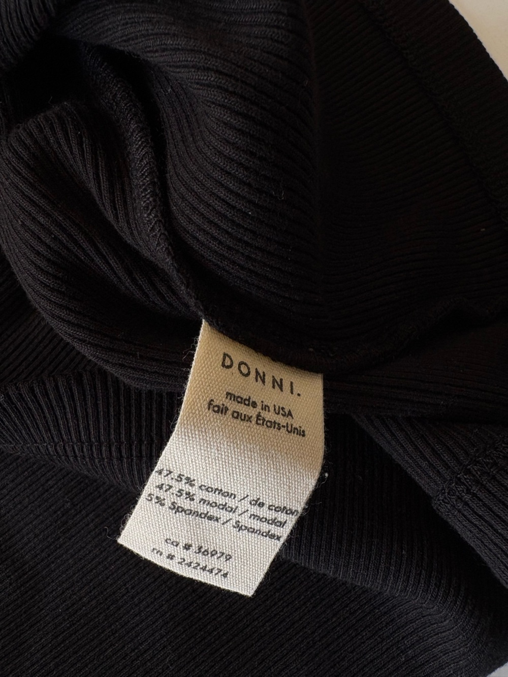 DONNI. || The Rib Turtleneck Mock Neck Long Sleeve Top Jet Black Medium - Picture 8 of 8